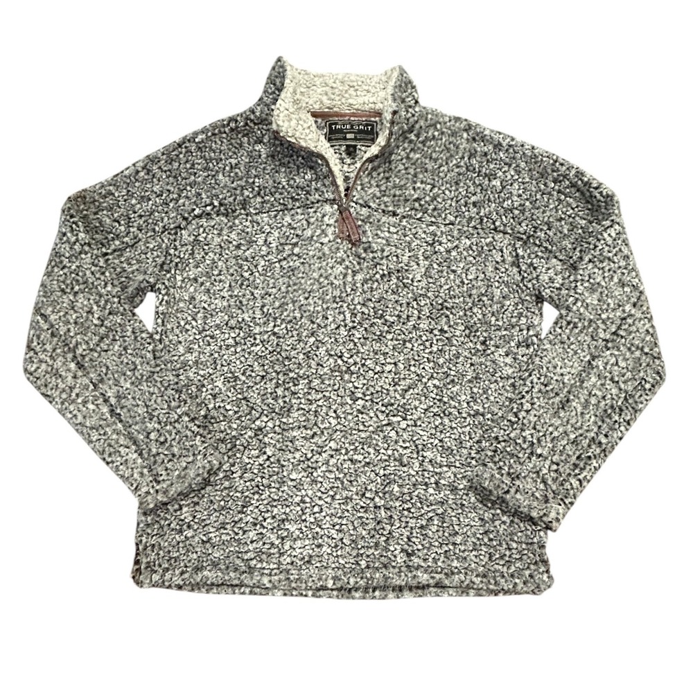True Grit Frosty Tipped Sherpa Fleece Quarter Zip Pullover Cozy Cabin Core